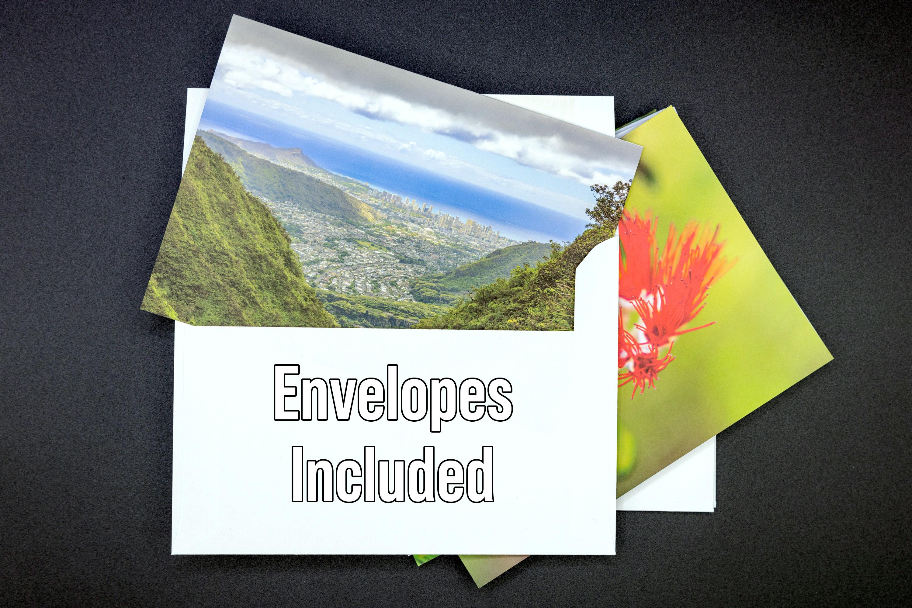 5 Hawaii Pali Notches Hike Photo Greeting Cards Pack with Envelopes, 5x7"